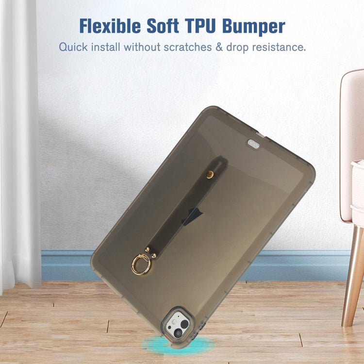 For iPad Air 13 2024 / Air 13 2025 Wristband Holder PC Hybrid TPU Soft Tablet Case(Black) - iPad Air 13 2025 / 2024 Cases by buy2fix | Online Shopping UK | buy2fix