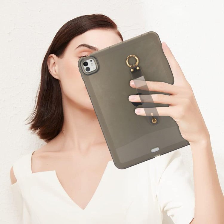 For iPad Air 13 2024 / Air 13 2025 Wristband Holder PC Hybrid TPU Soft Tablet Case(Black) - iPad Air 13 2025 / 2024 Cases by buy2fix | Online Shopping UK | buy2fix