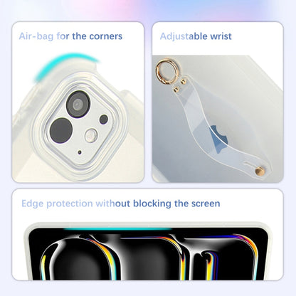 For iPad Air 13 2024 / Air 13 2025 Wristband Holder PC Hybrid TPU Soft Tablet Case(Transparent) - iPad Air 13 2025 / 2024 Cases by buy2fix | Online Shopping UK | buy2fix