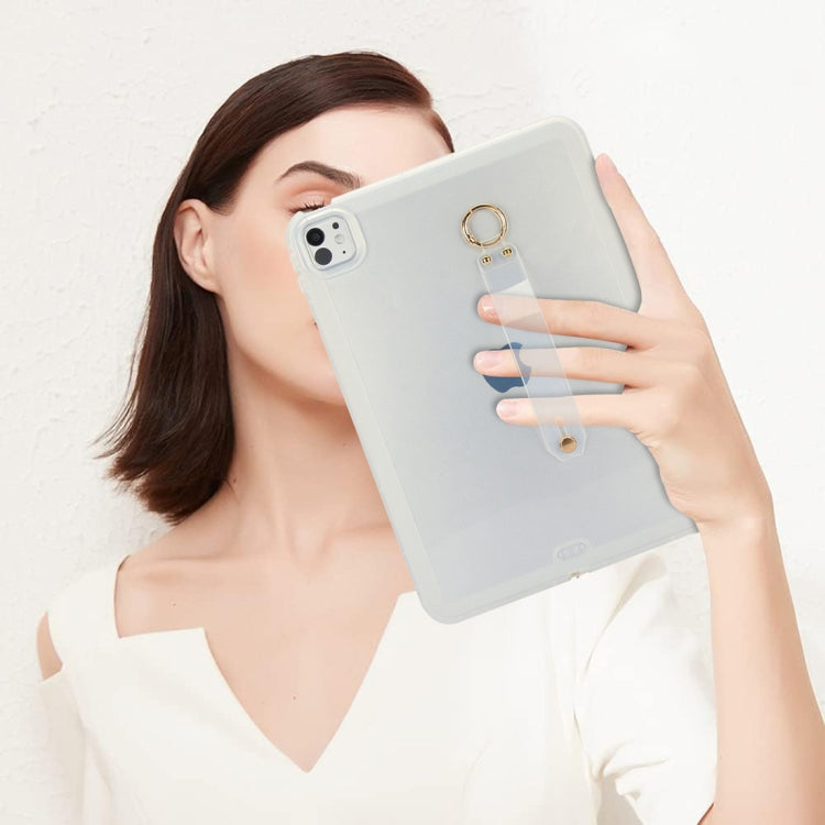 For iPad Air 13 2024 / Air 13 2025 Wristband Holder PC Hybrid TPU Soft Tablet Case(Transparent) - iPad Air 13 2025 / 2024 Cases by buy2fix | Online Shopping UK | buy2fix