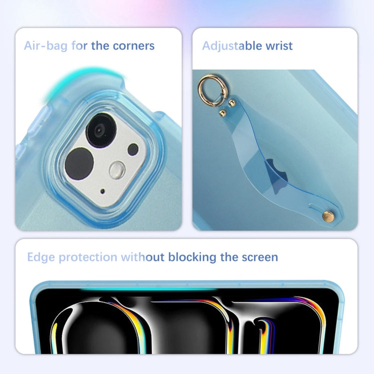 For iPad Air 13 2024 / Air 13 2025 Wristband Holder PC Hybrid TPU Soft Tablet Case(Blue) - iPad Air 13 2025 / 2024 Cases by buy2fix | Online Shopping UK | buy2fix