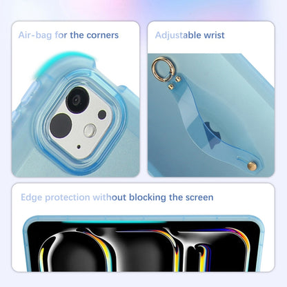 For iPad Air 13 2024 / Air 13 2025 Wristband Holder PC Hybrid TPU Soft Tablet Case(Blue) - iPad Air 13 2025 / 2024 Cases by buy2fix | Online Shopping UK | buy2fix