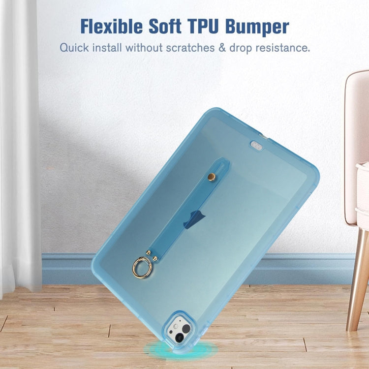 For iPad Air 13 2024 / Air 13 2025 Wristband Holder PC Hybrid TPU Soft Tablet Case(Blue) - iPad Air 13 2025 / 2024 Cases by buy2fix | Online Shopping UK | buy2fix