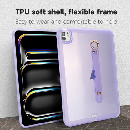 For iPad Air 13 2024 / Air 13 2025 Wristband Holder PC Hybrid TPU Soft Tablet Case(Purple) - iPad Air 13 2025 / 2024 Cases by buy2fix | Online Shopping UK | buy2fix