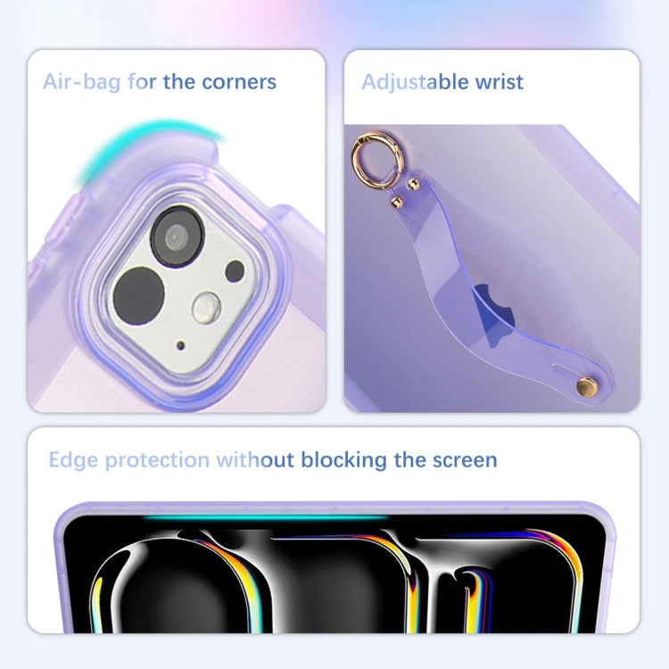 For iPad Air 13 2024 / Air 13 2025 Wristband Holder PC Hybrid TPU Soft Tablet Case(Purple) - iPad Air 13 2025 / 2024 Cases by buy2fix | Online Shopping UK | buy2fix