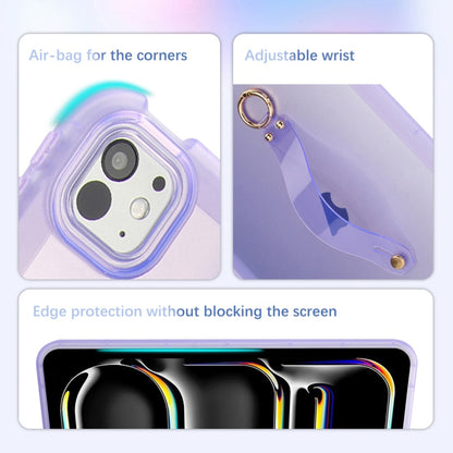 For iPad Air 13 2024 / Air 13 2025 Wristband Holder PC Hybrid TPU Soft Tablet Case(Purple) - iPad Air 13 2025 / 2024 Cases by buy2fix | Online Shopping UK | buy2fix