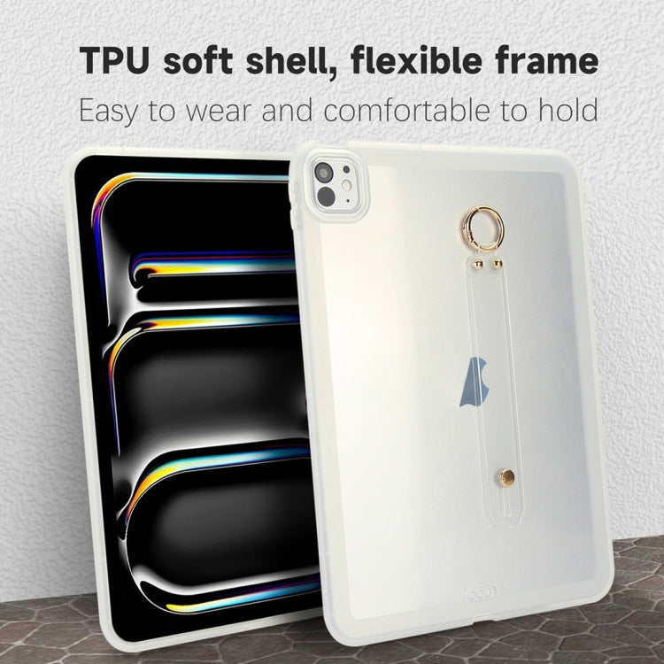 For iPad Pro 13 2024 Wristband Holder PC Hybrid TPU Soft Tablet Case(Transparent) - iPad Pro 13 2024 Cases by buy2fix | Online Shopping UK | buy2fix