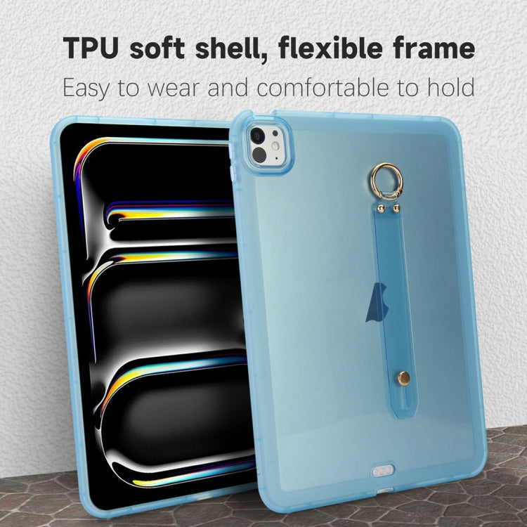 For iPad Pro 13 2024 Wristband Holder PC Hybrid TPU Soft Tablet Case(Blue) - iPad Pro 13 2024 Cases by buy2fix | Online Shopping UK | buy2fix