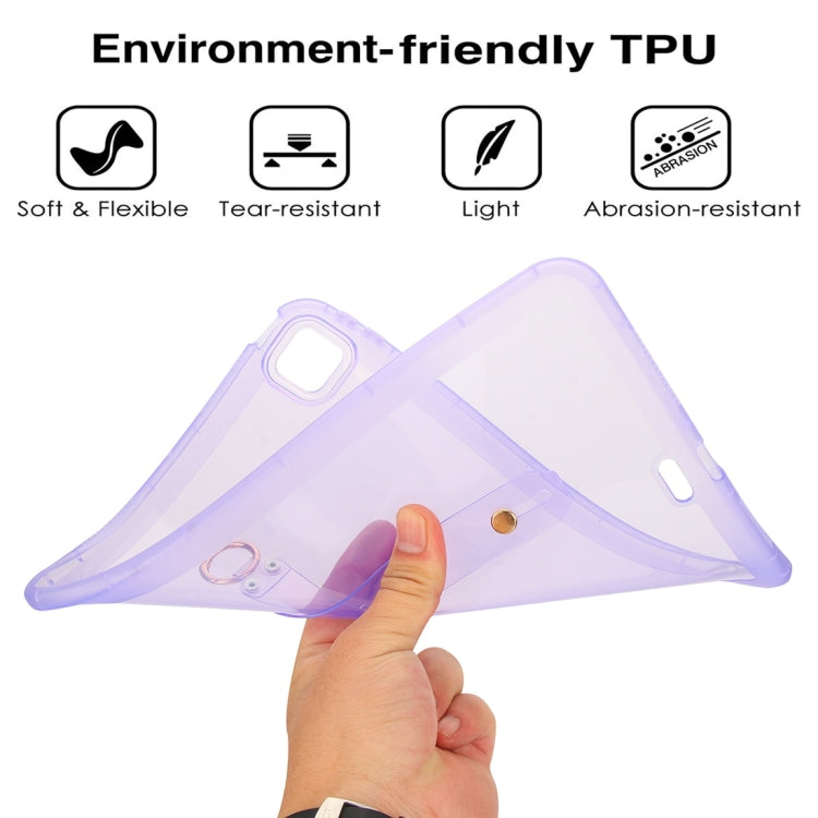 For iPad Pro 13 2024 Wristband Holder PC Hybrid TPU Soft Tablet Case(Purple) - iPad Pro 13 2024 Cases by buy2fix | Online Shopping UK | buy2fix