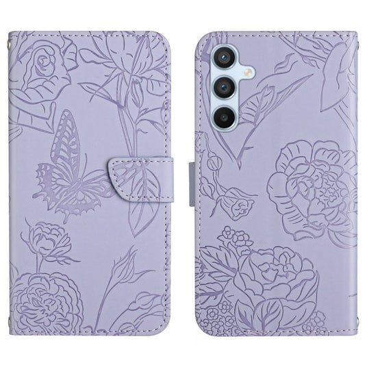 For Samsung Galaxy S25 5G Skin Feel Butterfly Embossed Flip Leather Phone Case(Purple) by buy2fix