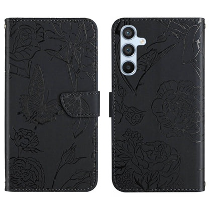For Samsung Galaxy S25 5G Skin Feel Butterfly Embossed Flip Leather Phone Case(Black) by buy2fix
