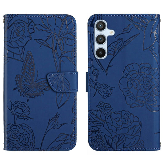 For Samsung Galaxy S25 5G Skin Feel Butterfly Embossed Flip Leather Phone Case(Blue) by buy2fix