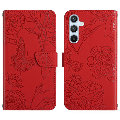 For Samsung Galaxy S25 5G Skin Feel Butterfly Embossed Flip Leather Phone Case(Red) by buy2fix