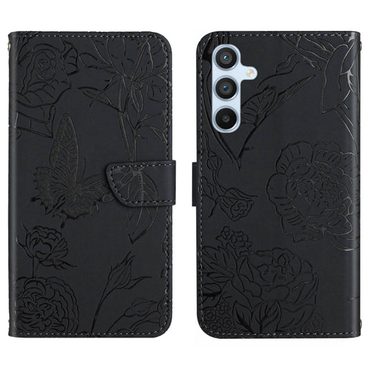 For Samsung Galaxy S25+ 5G Skin Feel Butterfly Embossed Flip Leather Phone Case(Black) by buy2fix