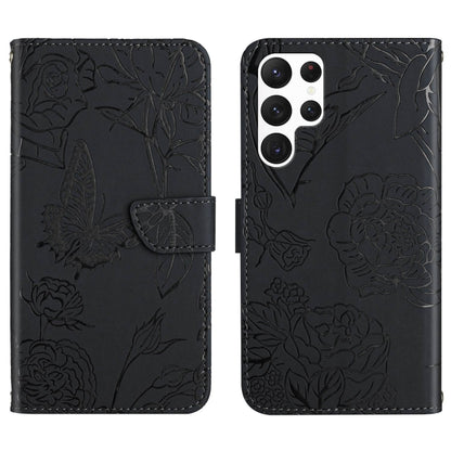 For Samsung Galaxy S25 Ultra 5G Skin Feel Butterfly Embossed Flip Leather Phone Case(Black) by buy2fix