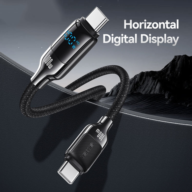 USAMS SJ742 100W USB-C / Type-C to USB-C / Type-C Zinc Alloy Digital Display Fast Data Cable, Length: 1.2m(Titanium) - USB-C & Type-C Cable by USAMS | Online Shopping UK | buy2fix