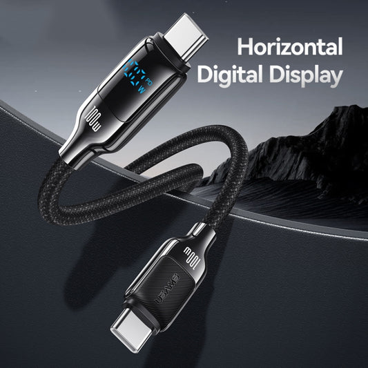 USAMS SJ742 100W USB-C / Type-C to USB-C / Type-C Zinc Alloy Digital Display Fast Data Cable, Length: 1.2m(Gun Color) - USB-C & Type-C Cable by USAMS | Online Shopping UK | buy2fix