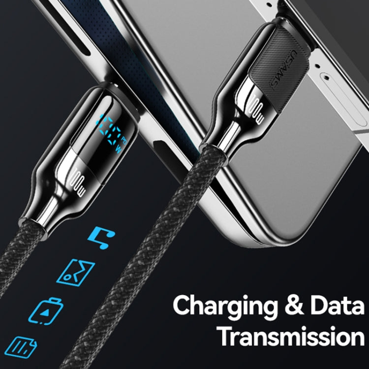 USAMS SJ742 100W USB-C / Type-C to USB-C / Type-C Zinc Alloy Digital Display Fast Data Cable, Length: 1.2m(Titanium) - USB-C & Type-C Cable by USAMS | Online Shopping UK | buy2fix