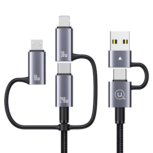 USAMS SJ738 240W 6 in 1 Aluminum Alloy Fast Data Charging Cable, Length: 2m(Gun Color) - Multifunction Cable by USAMS | Online Shopping UK | buy2fix