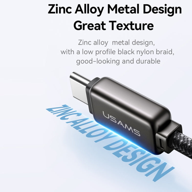 USAMS SJ744 100W USB-C / Type-C to USB-C / Type-C Zinc Alloy Fast Data Cable, Length: 1.2m(Titanium) - USB-C & Type-C Cable by USAMS | Online Shopping UK | buy2fix