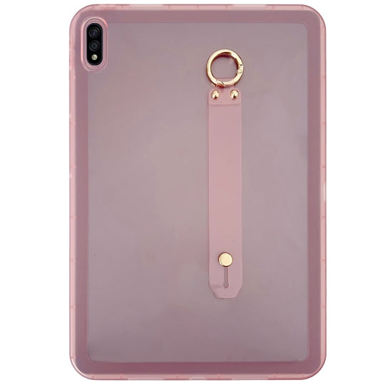 For Samsung Galaxy Tab S9 / S8 / S7 Wristband Holder PC Hybrid TPU Soft Tablet Case(Pink)