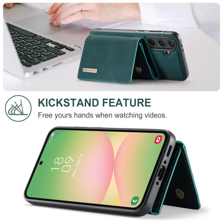 For Samsung Galaxy A56 5G DG.MING M1 Series 3-Fold Multi Card Wallet + Magnetic Phone Case(Green) - Galaxy Phone Cases by DG.MING | Online Shopping UK | buy2fix