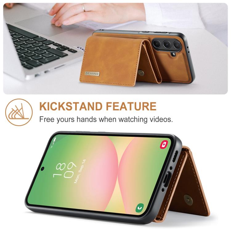 For Samsung Galaxy A56 5G DG.MING M1 Series 3-Fold Multi Card Wallet + Magnetic Phone Case(Brown) - Galaxy Phone Cases by DG.MING | Online Shopping UK | buy2fix