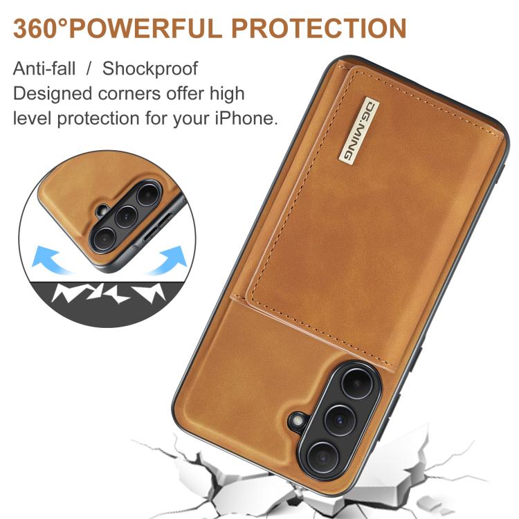 For Samsung Galaxy A56 5G DG.MING M1 Series 3-Fold Multi Card Wallet + Magnetic Phone Case(Brown) - Galaxy Phone Cases by DG.MING | Online Shopping UK | buy2fix