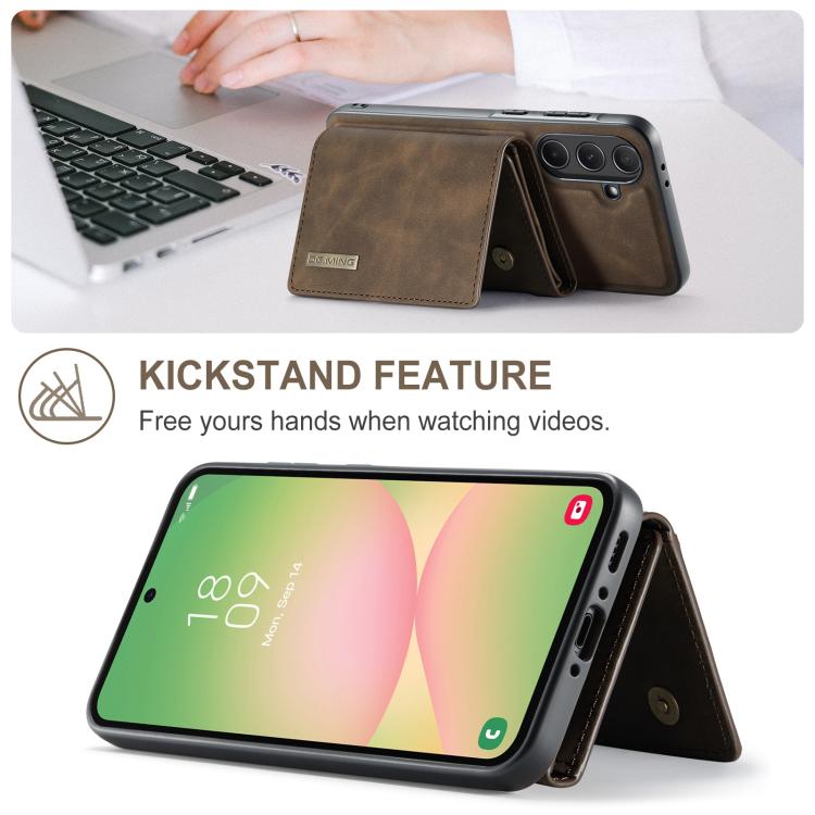 For Samsung Galaxy A56 5G DG.MING M1 Series 3-Fold Multi Card Wallet + Magnetic Phone Case(Coffee) - Galaxy Phone Cases by DG.MING | Online Shopping UK | buy2fix