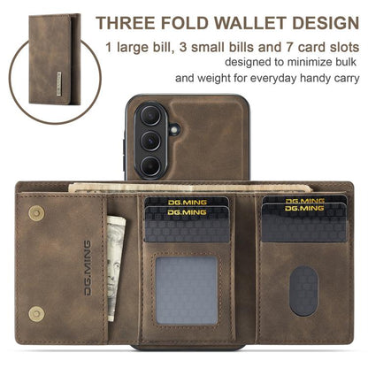 For Samsung Galaxy A56 5G DG.MING M1 Series 3-Fold Multi Card Wallet + Magnetic Phone Case(Coffee) - Galaxy Phone Cases by DG.MING | Online Shopping UK | buy2fix