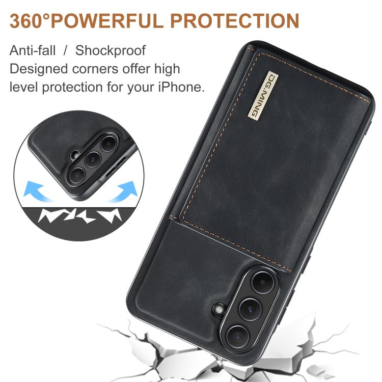 For Samsung Galaxy A56 5G DG.MING M1 Series 3-Fold Multi Card Wallet + Magnetic Phone Case(Black) - Galaxy Phone Cases by DG.MING | Online Shopping UK | buy2fix