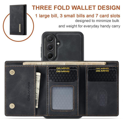 For Samsung Galaxy A56 5G DG.MING M1 Series 3-Fold Multi Card Wallet + Magnetic Phone Case(Black) - Galaxy Phone Cases by DG.MING | Online Shopping UK | buy2fix