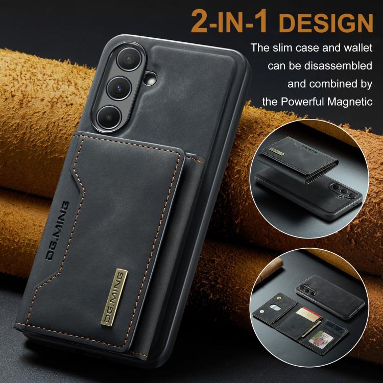 For Samsung Galaxy A56 5G DG.MING M2 Series 3-Fold Multi Card Bag + Magnetic Phone Case(Black) - Galaxy Phone Cases by DG.MING | Online Shopping UK | buy2fix