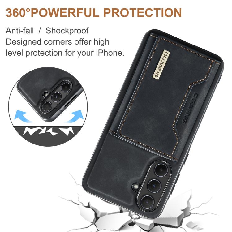For Samsung Galaxy A56 5G DG.MING M2 Series 3-Fold Multi Card Bag + Magnetic Phone Case(Black) - Galaxy Phone Cases by DG.MING | Online Shopping UK | buy2fix
