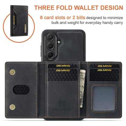For Samsung Galaxy A56 5G DG.MING M2 Series 3-Fold Multi Card Bag + Magnetic Phone Case(Black) - Galaxy Phone Cases by DG.MING | Online Shopping UK | buy2fix
