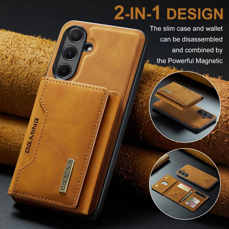 For Samsung Galaxy A56 5G DG.MING M2 Series 3-Fold Multi Card Bag + Magnetic Phone Case(Brown) - Galaxy Phone Cases by DG.MING | Online Shopping UK | buy2fix