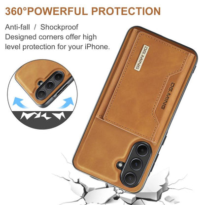 For Samsung Galaxy A56 5G DG.MING M2 Series 3-Fold Multi Card Bag + Magnetic Phone Case(Brown) - Galaxy Phone Cases by DG.MING | Online Shopping UK | buy2fix