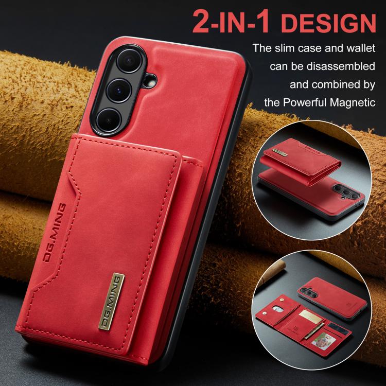 For Samsung Galaxy A56 5G DG.MING M2 Series 3-Fold Multi Card Bag + Magnetic Phone Case(Red) - Galaxy Phone Cases by DG.MING | Online Shopping UK | buy2fix