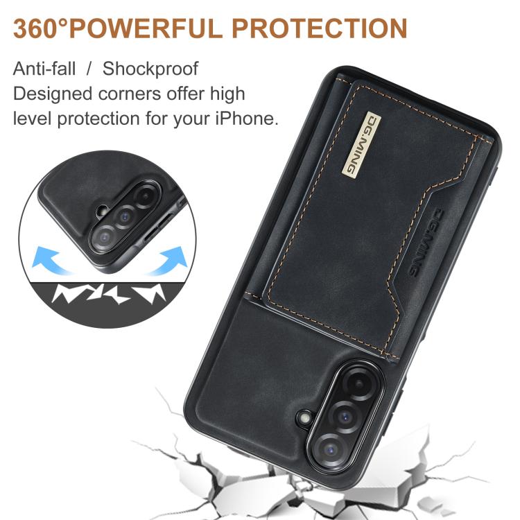 For Samsung Galaxy A26 5G DG.MING M2 Series 3-Fold Multi Card Bag + Magnetic Phone Case(Black) - Galaxy Phone Cases by DG.MING | Online Shopping UK | buy2fix