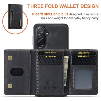 For Samsung Galaxy A26 5G DG.MING M2 Series 3-Fold Multi Card Bag + Magnetic Phone Case(Black) - Galaxy Phone Cases by DG.MING | Online Shopping UK | buy2fix