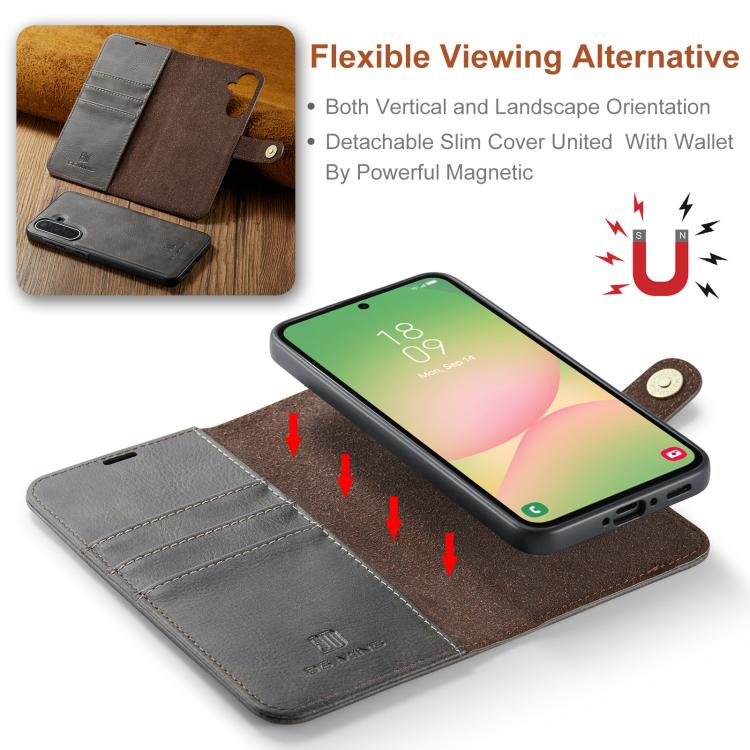 For Samsung Galaxy A56 5G DG.MING Crazy Horse Texture Detachable Magnetic Leather Case(Grey) - Galaxy Phone Cases by DG.MING | Online Shopping UK | buy2fix