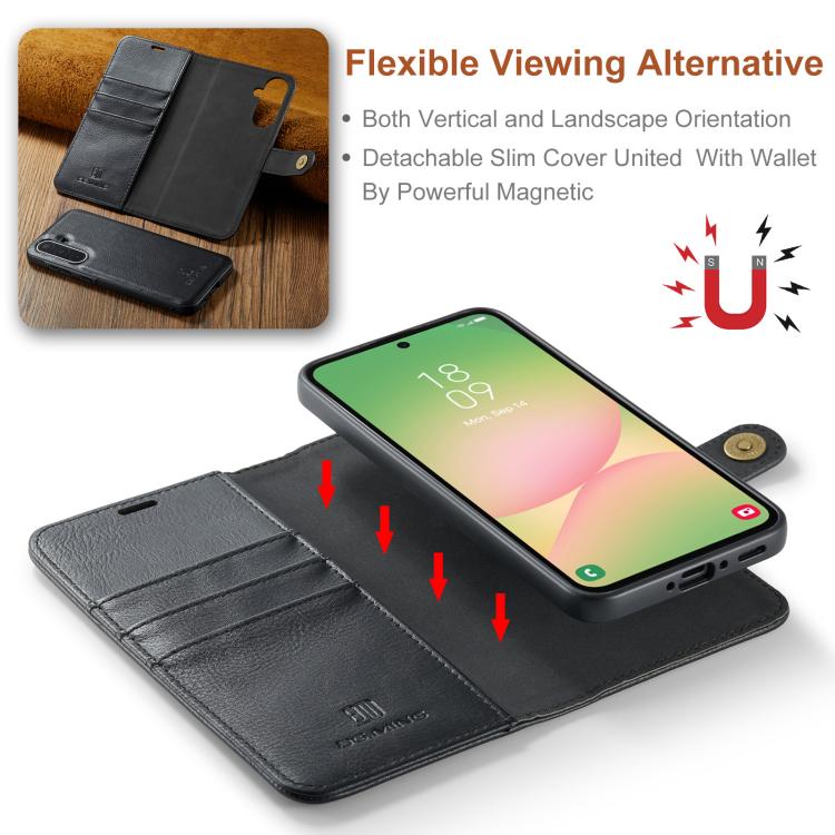 For Samsung Galaxy A56 5G DG.MING Crazy Horse Texture Detachable Magnetic Leather Case(Black) - Galaxy Phone Cases by DG.MING | Online Shopping UK | buy2fix