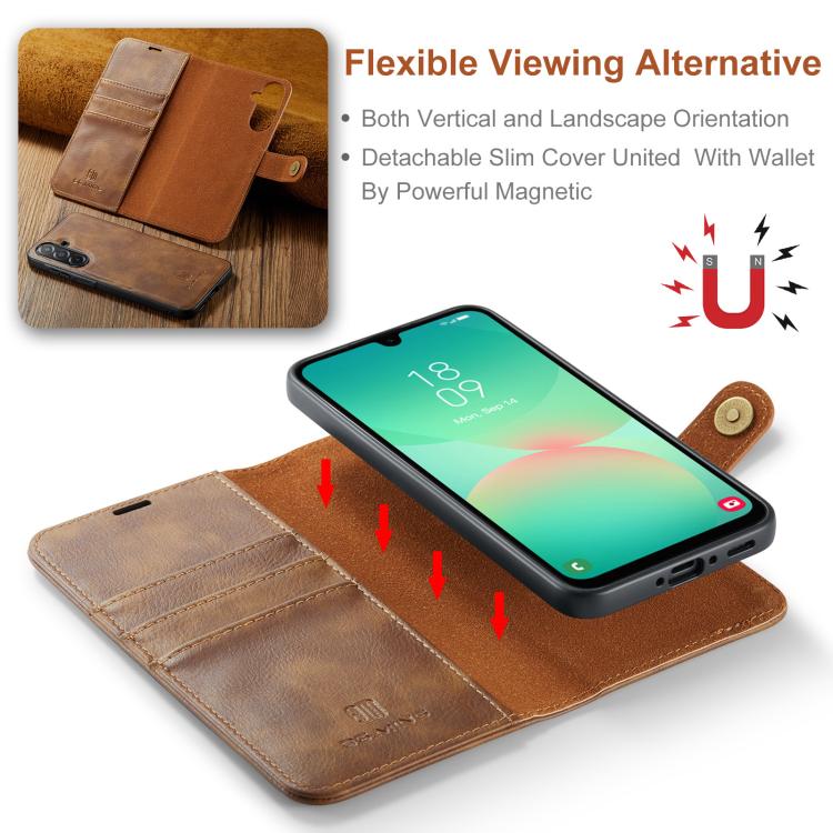 For Samsung Galaxy A26 5G DG.MING Crazy Horse Texture Detachable Magnetic Leather Case(Brown) - Galaxy Phone Cases by DG.MING | Online Shopping UK | buy2fix