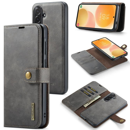 For Samsung Galaxy A57 5G DG.MING Crazy Horse Texture Detachable Magnetic Leather Case(Grey)