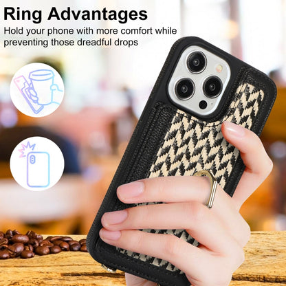 For iPhone 13 Pro Double Bckle Card Slot Full Coverage Phone Case with Cross-body Strap(Black) - iPhone 13 Pro Cases by buy2fix | Online Shopping UK | buy2fix