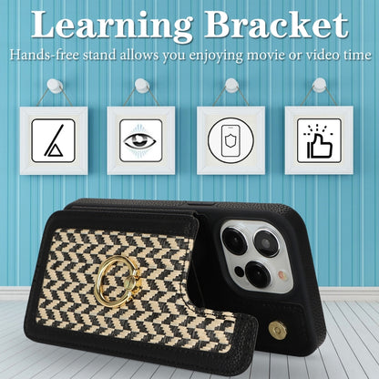 For iPhone 12 Pro Max Double Bckle Card Slot Full Coverage Phone Case with Cross-body Strap(Black) - iPhone 12 Pro Max Cases by buy2fix | Online Shopping UK | buy2fix