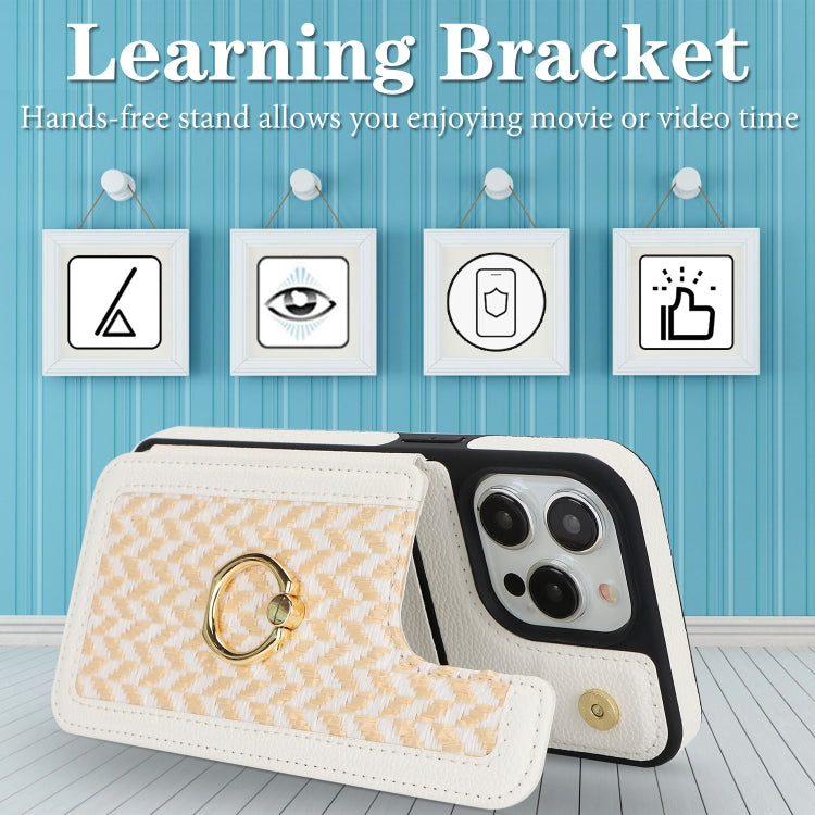 For iPhone 12 Pro Max Double Bckle Card Slot Full Coverage Phone Case with Cross-body Strap(White) - iPhone 12 Pro Max Cases by buy2fix | Online Shopping UK | buy2fix