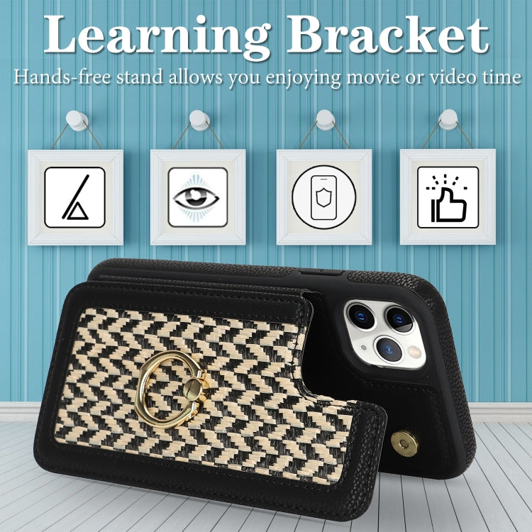 For iPhone 11 Pro Max Double Bckle Card Slot Full Coverage Phone Case with Cross-body Strap(Black) - iPhone 11 Pro Max Cases by buy2fix | Online Shopping UK | buy2fix