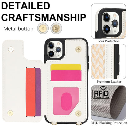 For iPhone 11 Pro Max Double Bckle Card Slot Full Coverage Phone Case with Cross-body Strap(White) - iPhone 11 Pro Max Cases by buy2fix | Online Shopping UK | buy2fix