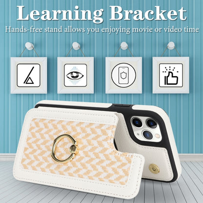 For iPhone 11 Pro Max Double Bckle Card Slot Full Coverage Phone Case with Cross-body Strap(White) - iPhone 11 Pro Max Cases by buy2fix | Online Shopping UK | buy2fix